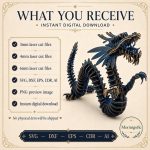 Dragon SVG Laser Cut File, 3D Dragon Skeleton Puzzle Dxf Eps CDR AI, Layered Dragon Template Digital Download - Image 8