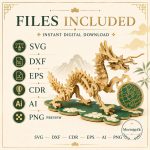 Dragon SVG Laser Cut File, Chinese Dragon Castle Dxf Eps CDR AI, Layered Display Template Digital Download - Image 6