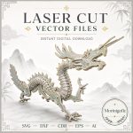 Dragon SVG Laser Cut File, Chinese Dragon Dxf Eps CDR AI, Layered Asian Dragon Template Digital Download