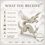 Dragon SVG Laser Cut File, Chinese Dragon Dxf Eps CDR AI, Layered Asian Dragon Template Digital Download - Image 3