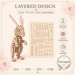 Bunny SVG Laser Cut File, 3D Rabbit Wood Puzzle Dxf Eps CDR AI, Layered Animal Template Digital Download - Image 6
