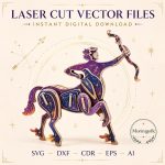 Sagittarius SVG Laser Cut File, 3D Centaur Archer Zodiac Wood Craft, Dxf Eps CDR AI Digital Download