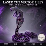 Cobra SVG Laser Cut File, 3D Snake Wood Puzzle Dxf Eps CDR AI, Layered Reptile Display Digital Download