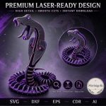 Cobra SVG Laser Cut File, 3D Snake Wood Puzzle Dxf Eps CDR AI, Layered Reptile Display Digital Download - Image 6