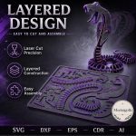 Cobra SVG Laser Cut File, 3D Snake Wood Puzzle Dxf Eps CDR AI, Layered Reptile Display Digital Download - Image 5