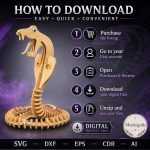Cobra SVG Laser Cut File, 3D Snake Wood Puzzle Dxf Eps CDR AI, Layered Reptile Display Digital Download - Image 3