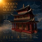 Wooden Pagoda Model Laser Cut Files | SvG DxF Ai DwG Templates | Wooden models home ornament | DIY 3D Puzzle | Digital Download