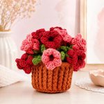 Red Bellflowers Coaster Pot Crochet PDF Pattern, Flower Pot and Cup Coaster Pattern, Floral Crochet Home Decor DIY - Image 4