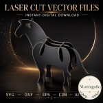 Horse SVG Laser Cut File, 3D Wooden Horse Display Dxf Eps CDR AI, Equestrian Wood Craft Digital Download