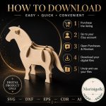 Horse SVG Laser Cut File, 3D Wooden Horse Display Dxf Eps CDR AI, Equestrian Wood Craft Digital Download - Image 3
