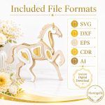 White Horse SVG Laser Cut File, 3D Wooden Horse Display Dxf Eps CDR AI, Equestrian Decor Digital Download - Image 3
