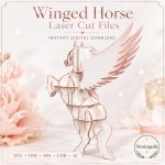 Winged Horse SVG Laser Cut File, 3D Pegasus Wooden Display Dxf Eps CDR AI, Fantasy Horse Digital Download