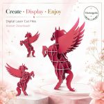 Winged Horse SVG Laser Cut File, 3D Pegasus Wooden Display Dxf Eps CDR AI, Fantasy Horse Digital Download - Image 3