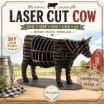 Cow SVG Laser Cut File, 3D Farmhouse Cow Decor Dxf Eps CDR AI, Barn Animal Template Digital Download