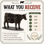 Cow SVG Laser Cut File, 3D Farmhouse Cow Decor Dxf Eps CDR AI, Barn Animal Template Digital Download - Image 3