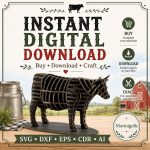 Cow SVG Laser Cut File, 3D Farmhouse Cow Decor Dxf Eps CDR AI, Barn Animal Template Digital Download - Image 9