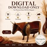 Bull SVG Laser Cut File, 3D Slot Together Bull Display Dxf Eps CDR AI, Western Ranch Decor Digital Download - Image 3