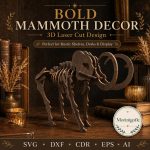Mammoth SVG Laser Cut File, 3D Woolly Mammoth Puzzle Dxf Eps CDR AI, Prehistoric Wood Template Digital Download
