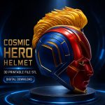 Cosmic Hero Helmet STL File for 3D Printing, Galactic Warrior Cosplay Mask, Superhero Inspired Costume Prop, Digital Download - Image 3