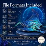 Stingray SVG Laser Cut File, 3D Manta Ray Wood Craft Dxf Eps AI CDR, Ocean Animal Digital Download - Image 7
