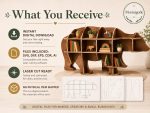 Bear Shelf SVG Laser Cut File, 3D Bear Bookshelf Dxf Eps CDR AI, Woodland Nursery Shelf Digital Download - Image 2