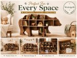 Bear Shelf SVG Laser Cut File, 3D Bear Bookshelf Dxf Eps CDR AI, Woodland Nursery Shelf Digital Download - Image 8