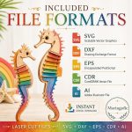 Seahorse SVG Laser Cut File, 3D Seahorse Wood Craft Dxf Eps CDR AI, Ocean Animal Decor Digital Download - Image 5
