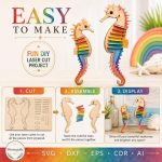 Seahorse SVG Laser Cut File, 3D Seahorse Wood Craft Dxf Eps CDR AI, Ocean Animal Decor Digital Download - Image 6