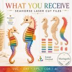 Seahorse SVG Laser Cut File, 3D Seahorse Wood Craft Dxf Eps CDR AI, Ocean Animal Decor Digital Download - Image 4