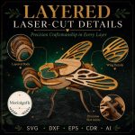Bee SVG Laser Cut File, 3D Bee Wood Puzzle Dxf Eps CDR AI, Bumble Bee Insect Craft Digital Download - Image 6