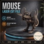 Mouse SVG Laser Cut File, 3D Slot Together Mouse Wood Craft Dxf Eps CDR AI, Small Animal Digital Download