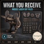 Mouse SVG Laser Cut File, 3D Slot Together Mouse Wood Craft Dxf Eps CDR AI, Small Animal Digital Download - Image 3
