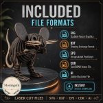 Mouse SVG Laser Cut File, 3D Slot Together Mouse Wood Craft Dxf Eps CDR AI, Small Animal Digital Download - Image 5