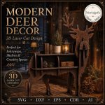 Deer Shelf SVG Laser Cut File, 3D Deer Bookshelf Dxf Eps CDR AI, Woodland Storage Shelf Digital Download - Image 7