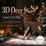 Deer SVG Laser Cut File, 3D Stag Wooden Display Dxf Eps CDR AI, Woodland Decor Digital Download