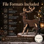 Deer SVG Laser Cut File, 3D Stag Wooden Display Dxf Eps CDR AI, Woodland Decor Digital Download - Image 2