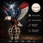 Eagle SVG Laser Cut File, 3D Bald Eagle Patriotic Display Dxf Eps CDR AI, Freedom Decor Digital Download - Image 6