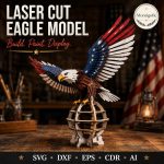 Eagle SVG Laser Cut File, 3D Bald Eagle Patriotic Display Dxf Eps CDR AI, Freedom Decor Digital Download - Image 2