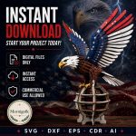 Eagle SVG Laser Cut File, 3D Bald Eagle Patriotic Display Dxf Eps CDR AI, Freedom Decor Digital Download - Image 7