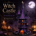 Witch Castle STL File for 3D Printing, Fantasy Haunted Castle Miniature, Magical Tower Terrain Model, Digital Download