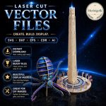 Washington Monument SVG Laser Cut File, Octopus Landmark Display Dxf Eps Cdr AI, Patriotic USA Decor Digital Download - Image 9