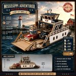 Ferry Boat Laser Cut Files SvG DxF AI DWG | Wooden Ferry Model Kit | Coastal Harbor Boat DIY | 3D Laser Cut Template