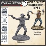 Wild West GUNFIGHTER STL file Miniature Type 2 -  3D Print File STL model Scalable for fdm and resin 3D Printer Digital Download