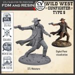 Wild West GUNFIGHTER STL file Miniature Type 5 -  3D Print File STL model Scalable for fdm and resin 3D Printer Digital Download