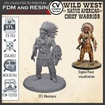 Wild West Native American CHIEF WARRIOR STL file Miniature Type 6 for  3D Print File stl Scalable for fdm/resin 3D Printer Digital Download