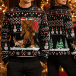 BigFoot and Dog Christmas Ugly Sweater, Sasquatch Sweater, Xmas Sweater, Funny S