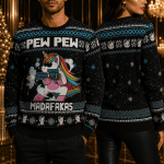 Unicorn Pew Pew Ugly Christmas Sweater, Pew Pew Sweater, Xmas Sweater, Christmas