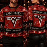 Retro Rock Band Inspired Ugly Christmas Sweatshirt, Vintage Music Style Sweater, 80s Rock Fan Gift, Unisex Adult Cozy Holiday Crewneck