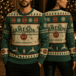 Irish Whiskey Inspired Ugly Christmas Sweater, Funny Drinking Holiday Sweatshirt, Festive Alcohol Humor Gift, Unisex Adult Cozy Winter Crewneck