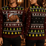 Funny Rebel Holiday Ugly Sweater, Action Style Christmas Sweatshirt, Humor Gift for Adults, Unisex Cozy Festive Pullover